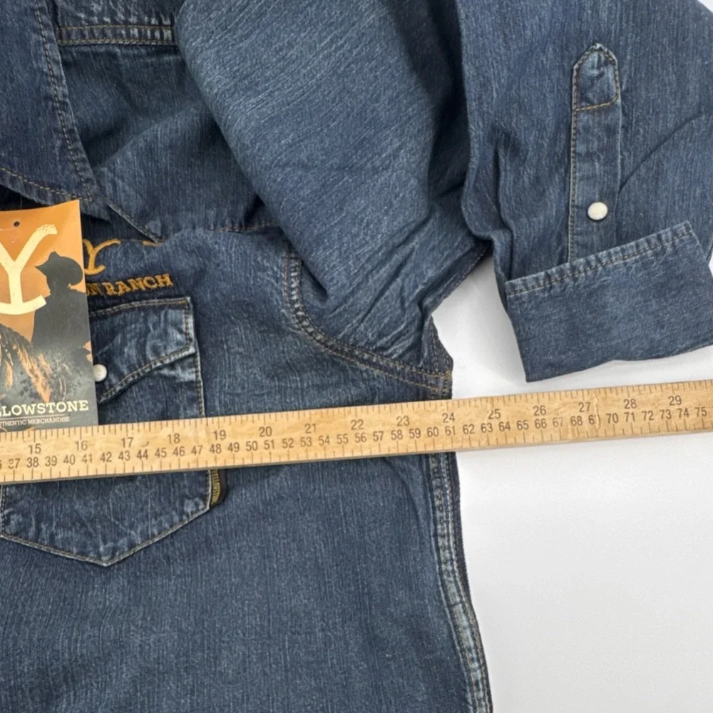 Yellowstone Dutton Ranch Western Denim XL Shirt Snap Button Cowboy TV Show Ranch - Picture 10 of 10